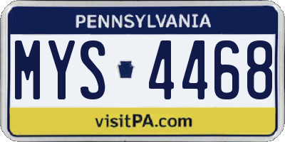 PA license plate MYS4468