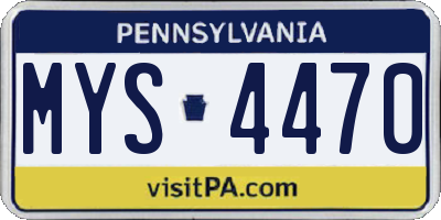 PA license plate MYS4470