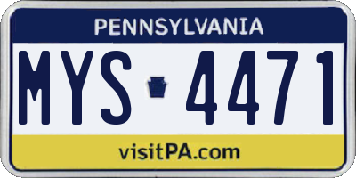 PA license plate MYS4471