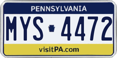 PA license plate MYS4472