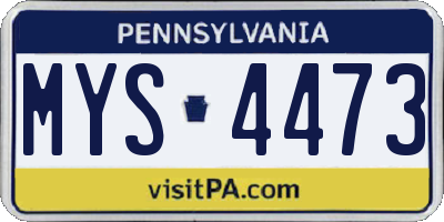 PA license plate MYS4473