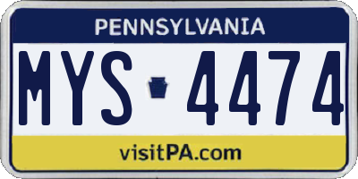 PA license plate MYS4474