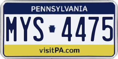 PA license plate MYS4475