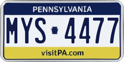 PA license plate MYS4477