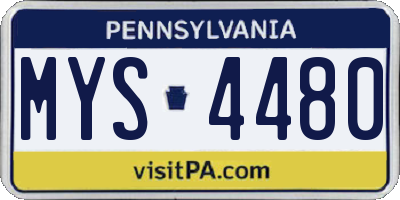 PA license plate MYS4480