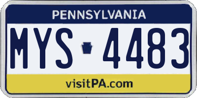 PA license plate MYS4483