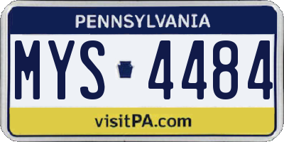 PA license plate MYS4484