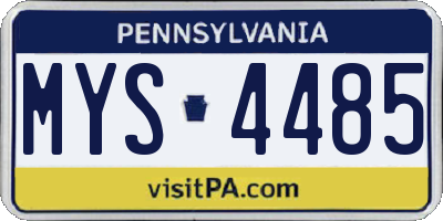 PA license plate MYS4485