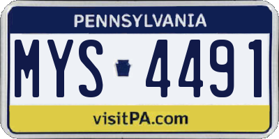 PA license plate MYS4491