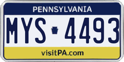 PA license plate MYS4493