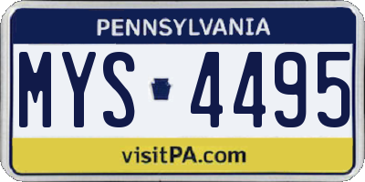 PA license plate MYS4495