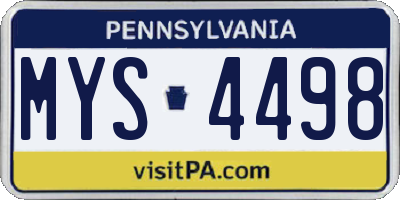 PA license plate MYS4498