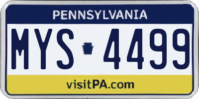 PA license plate MYS4499