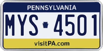 PA license plate MYS4501