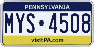 PA license plate MYS4508