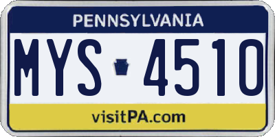 PA license plate MYS4510