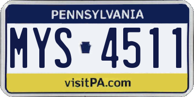 PA license plate MYS4511