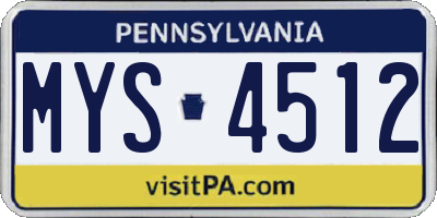 PA license plate MYS4512