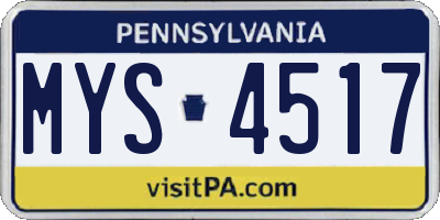 PA license plate MYS4517