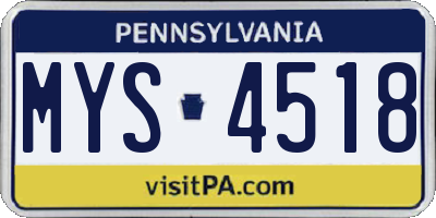 PA license plate MYS4518