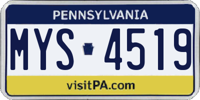 PA license plate MYS4519