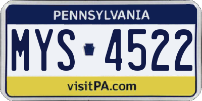 PA license plate MYS4522