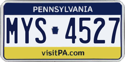 PA license plate MYS4527