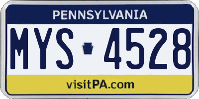 PA license plate MYS4528