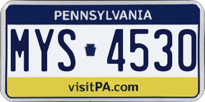 PA license plate MYS4530