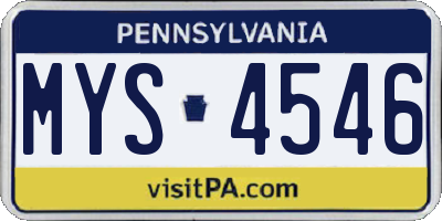 PA license plate MYS4546