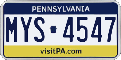 PA license plate MYS4547