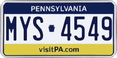 PA license plate MYS4549