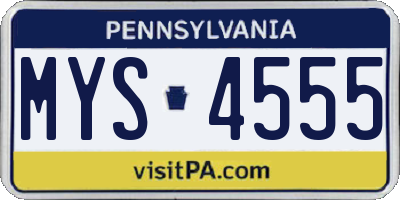 PA license plate MYS4555