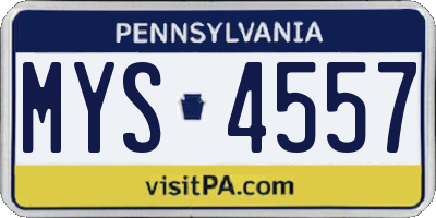 PA license plate MYS4557