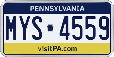 PA license plate MYS4559