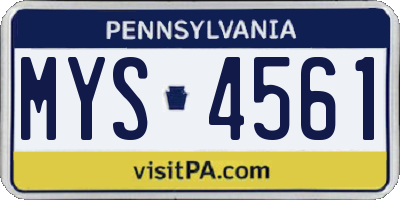 PA license plate MYS4561