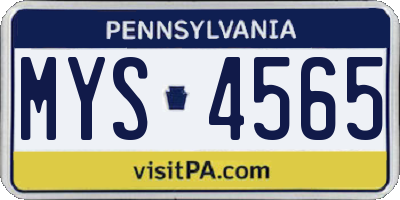 PA license plate MYS4565