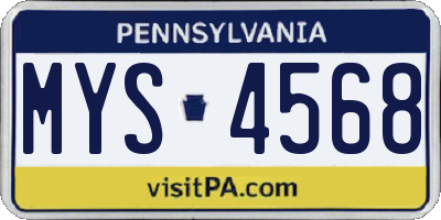 PA license plate MYS4568