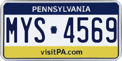 PA license plate MYS4569