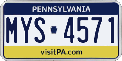 PA license plate MYS4571