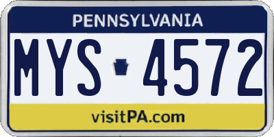 PA license plate MYS4572