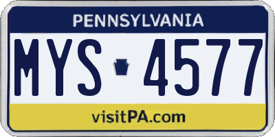 PA license plate MYS4577