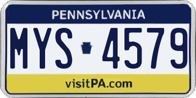 PA license plate MYS4579