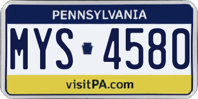 PA license plate MYS4580