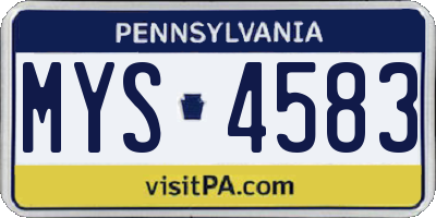PA license plate MYS4583