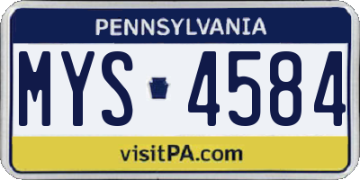 PA license plate MYS4584