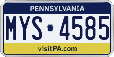 PA license plate MYS4585