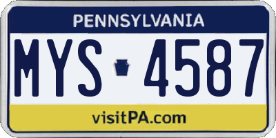 PA license plate MYS4587