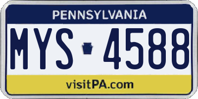 PA license plate MYS4588