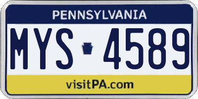 PA license plate MYS4589